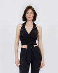 Travel Wrap Top with Collar black