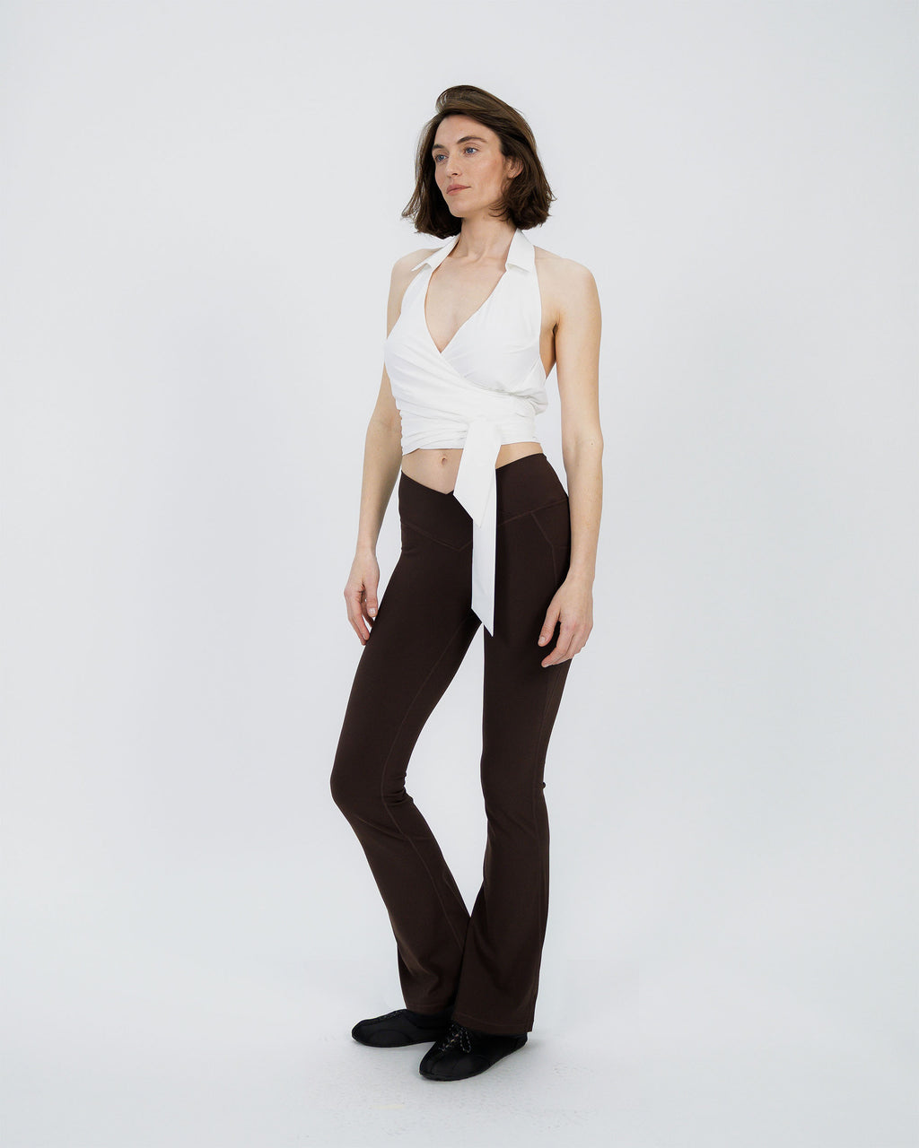 Travel Wrap Top with Collar white