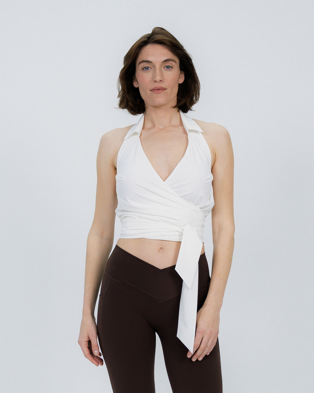 Travel Wrap Top with Collar white
