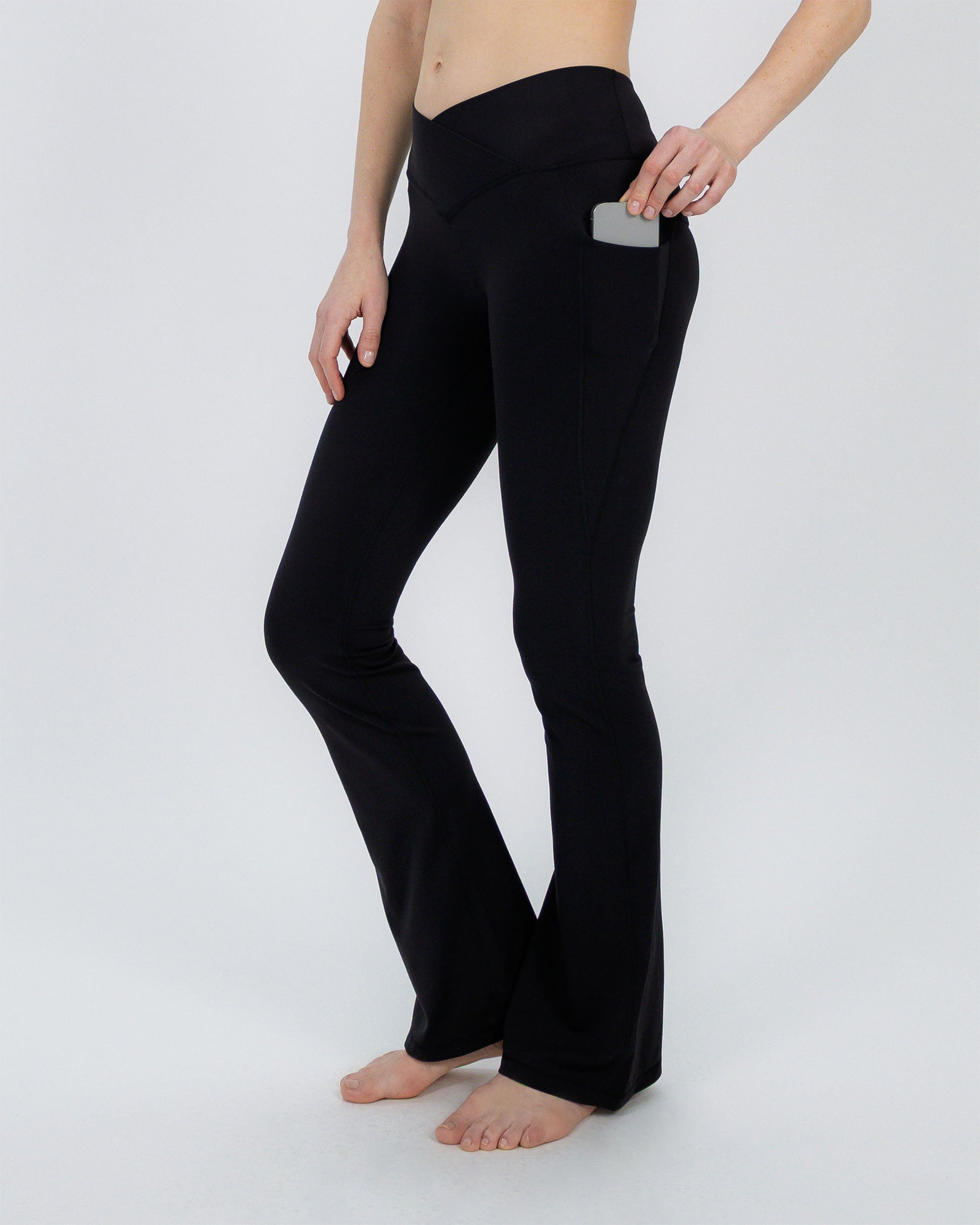 Flared Cross Over Legging Pant black