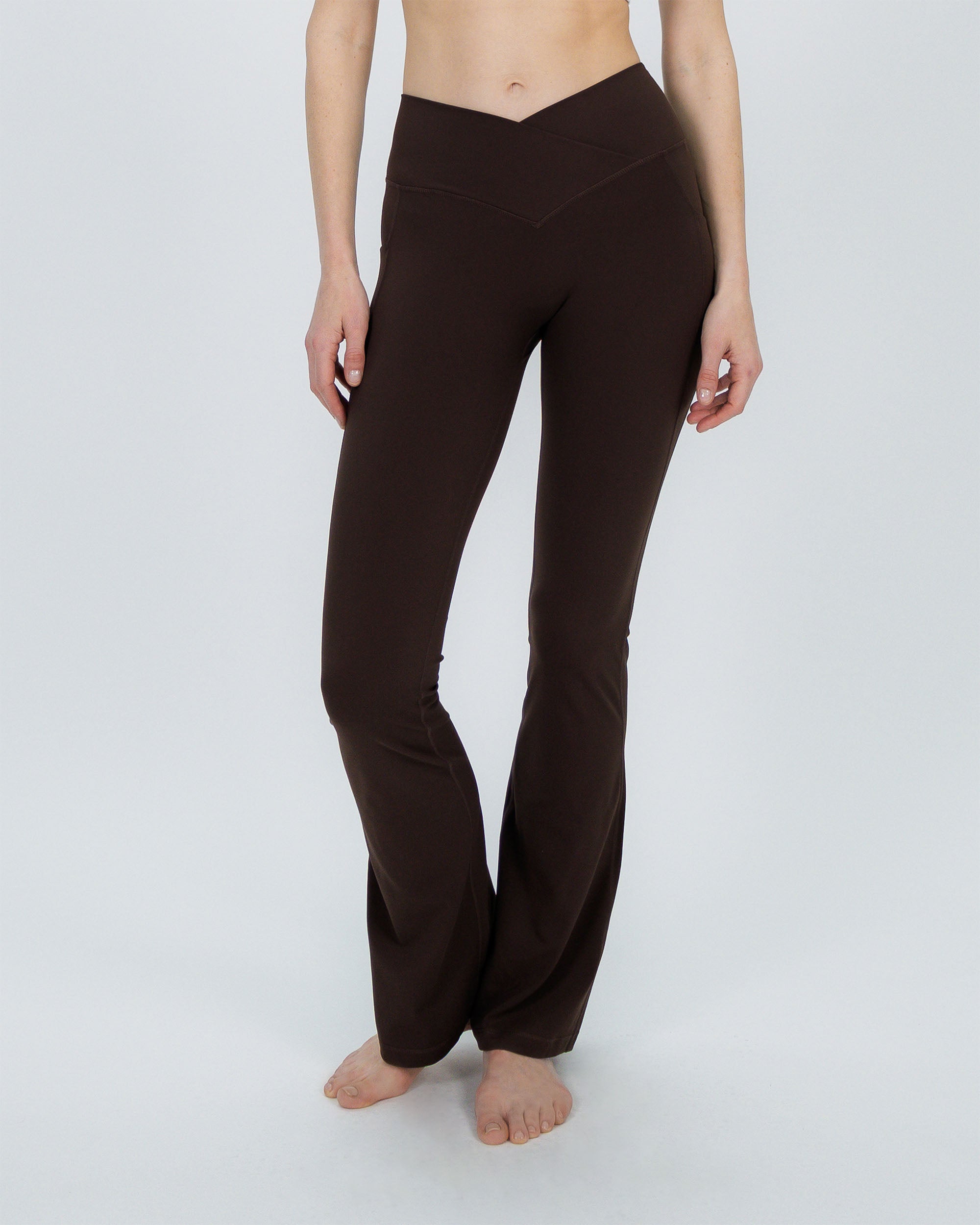 Flared Cross Over Legging Pant brown