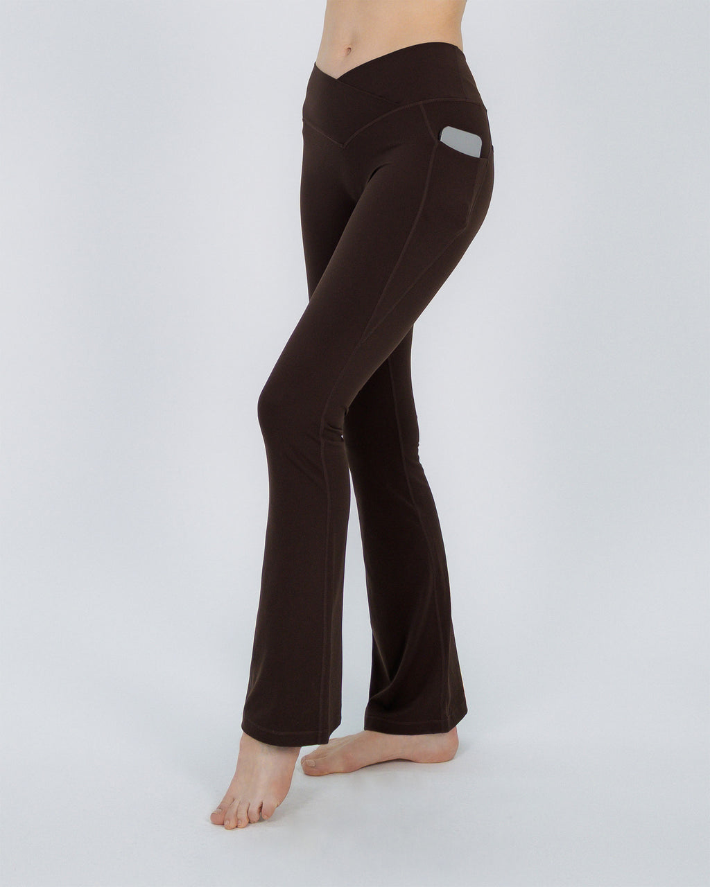 Flared Cross Over Legging Pant brown